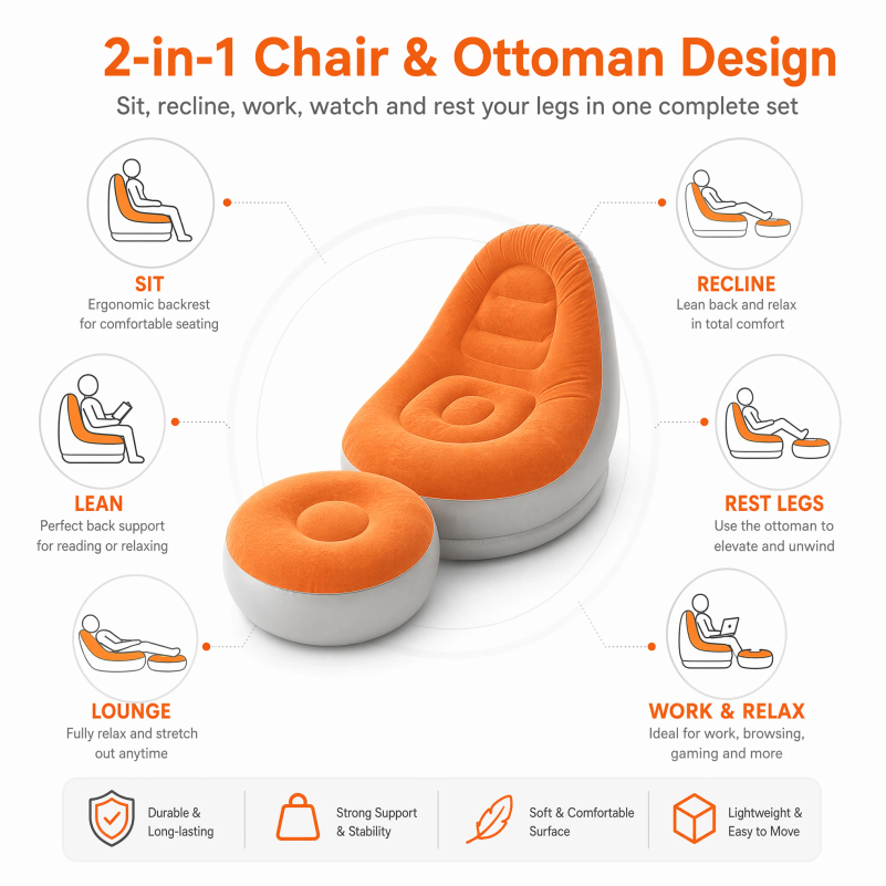 Flocking Inflatable Lazy Sofa  - Outdoor Furniture Ideas review and price