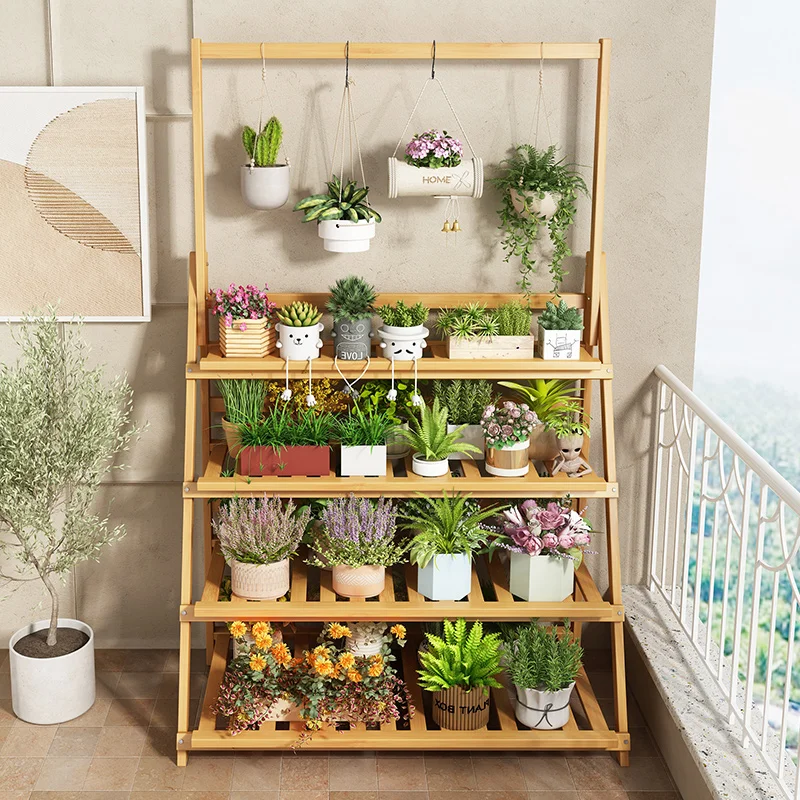 Solid Wood Flower Shelf Plant  - Outdoor Furniture Wooden review and price