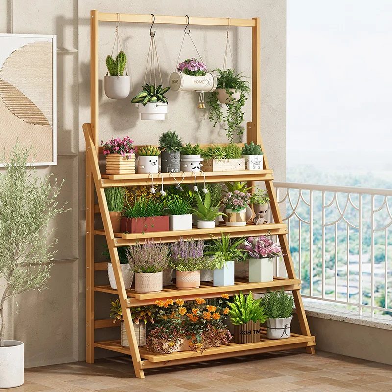 Solid Wood Flower Shelf Plant  - Outdoor Furniture Wooden review and price