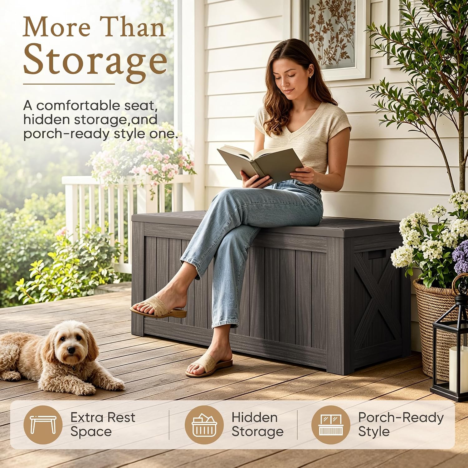 120 Gallon Large Deck Box Outd - Outdoor Furniture Wooden review and price