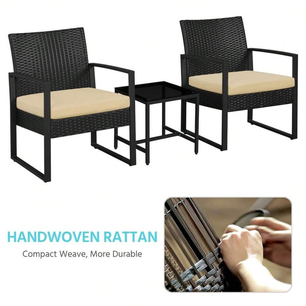 3 Piece Outdoor Wicker Furnitu - Outdoor Furniture Table And Chairs review and price