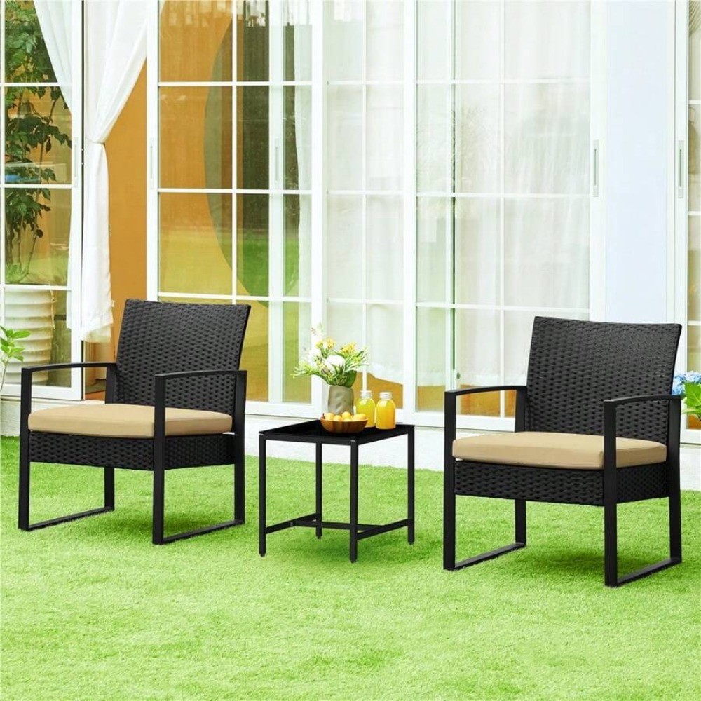 3 Piece Outdoor Wicker Furnitu - Outdoor Furniture Table And Chairs review and price