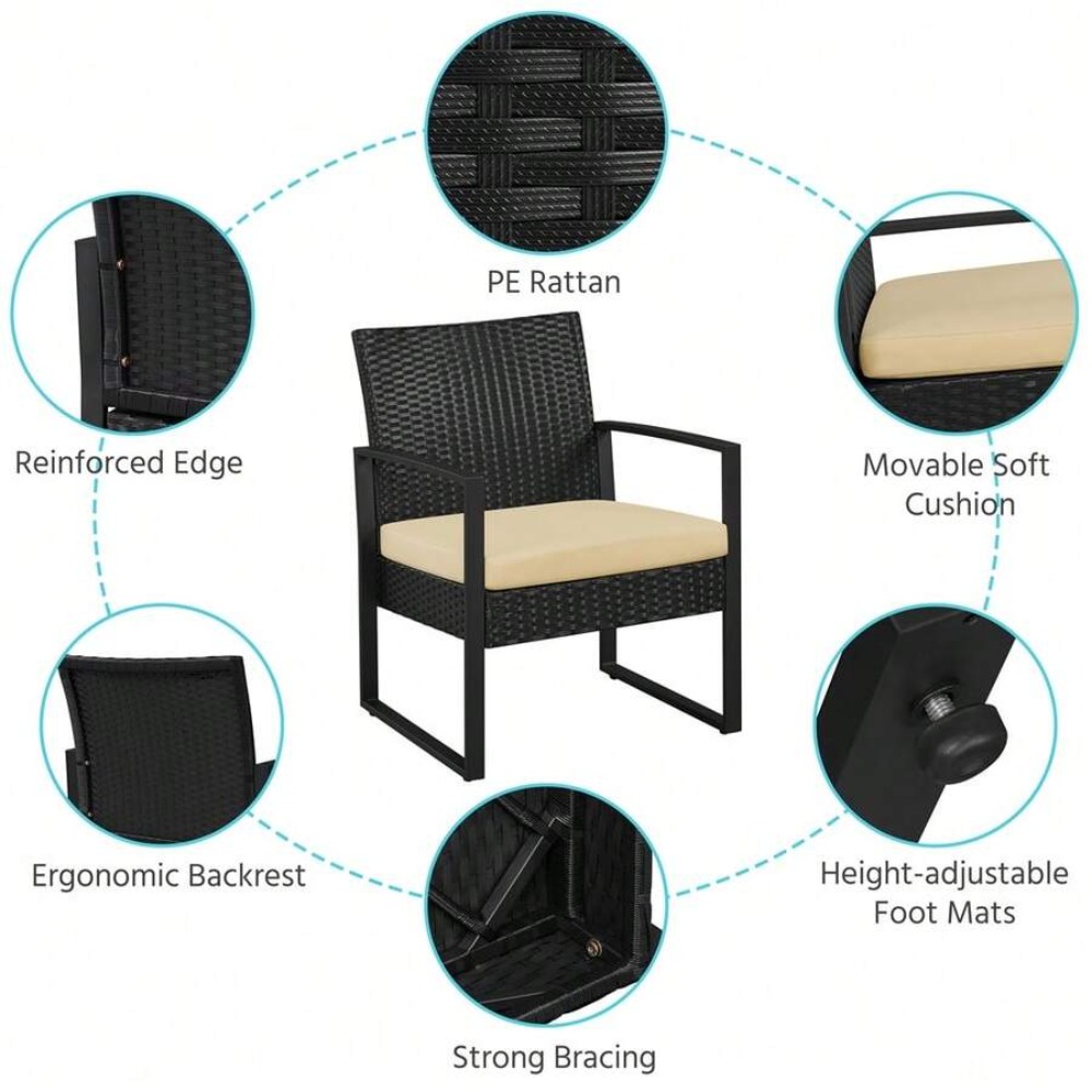 3 Piece Outdoor Wicker Furnitu - Outdoor Furniture Table And Chairs review and price